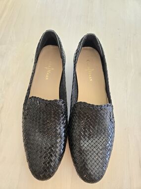 Cole Haan Black Woven Leather Loafers for Women